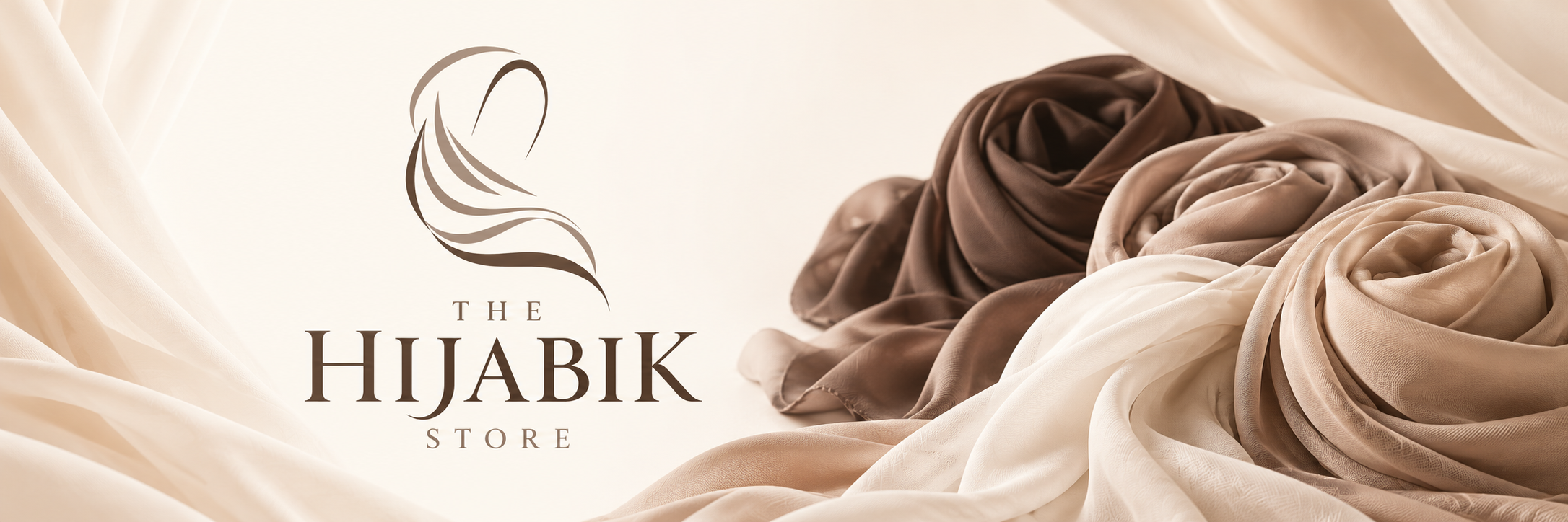 The Hijabik Store — soft beige, cream and brown hijabs